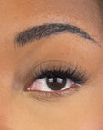 close up of dramatic lash clusters on a black woman