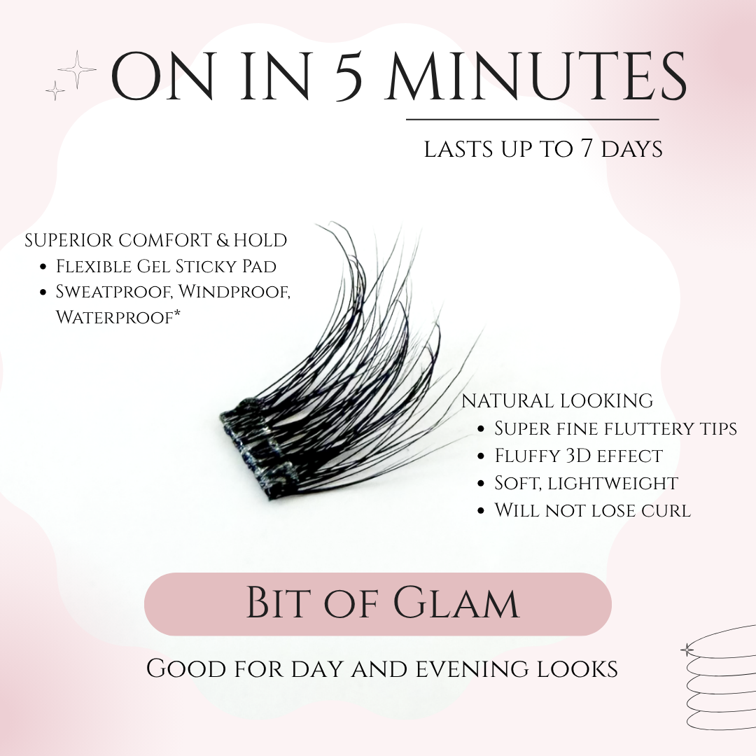 highlights and benefits about bit of glam style self adhesive lash cluster 
