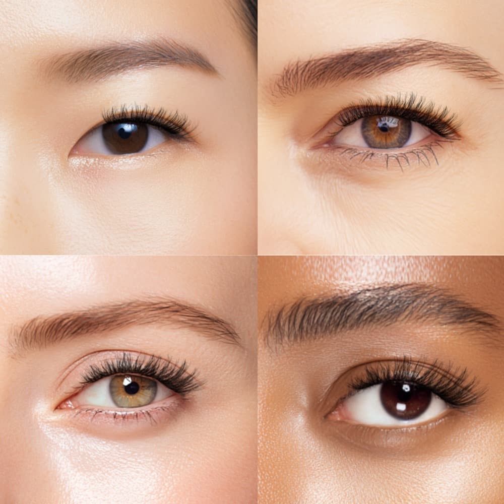 Close-up of eyes with bit of glam press on lash clusters