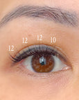 Lash map for natural look lash clusters on an almond eye