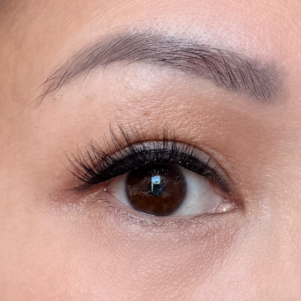 close up of asian eye and false lashes